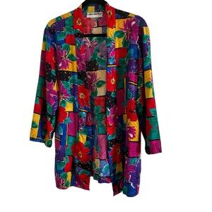 JOAN WALTERS Colorful Floral Kimono SIZE 16